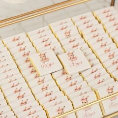 Tavşan Detaylı Cam Kutuda Kız Bebek Çikolatası