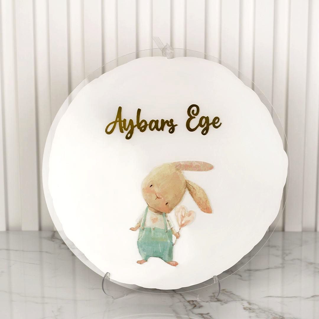 Tavşan Temalı Erkek Bebek Kapı Süsü