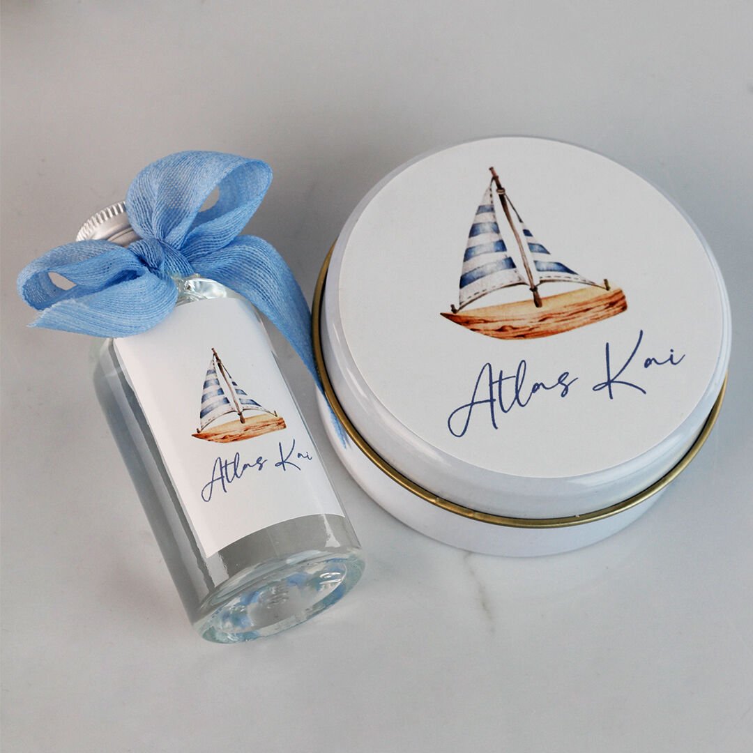 Gemi Temalı Mum Ve Kolonya Şişesi