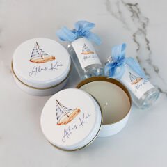Gemi Temalı Mum Ve Kolonya Şişesi