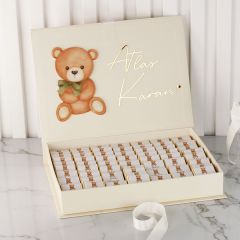 Ayıcık Temalı Dikdörtgen Kutuda Erkek Bebek Çikolatası