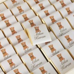 Ayıcık Temalı Dikdörtgen Kutuda Erkek Bebek Çikolatası