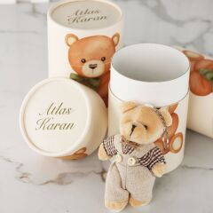 Ayıcık Temalı Çikolata, Silindir Kutuda Anahtarlık ve Mum