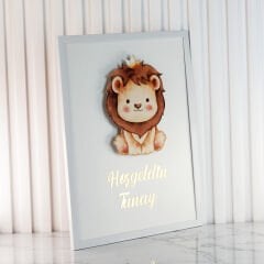 Aslan Temalı Ledli Çerçeveli Kapı Süsü