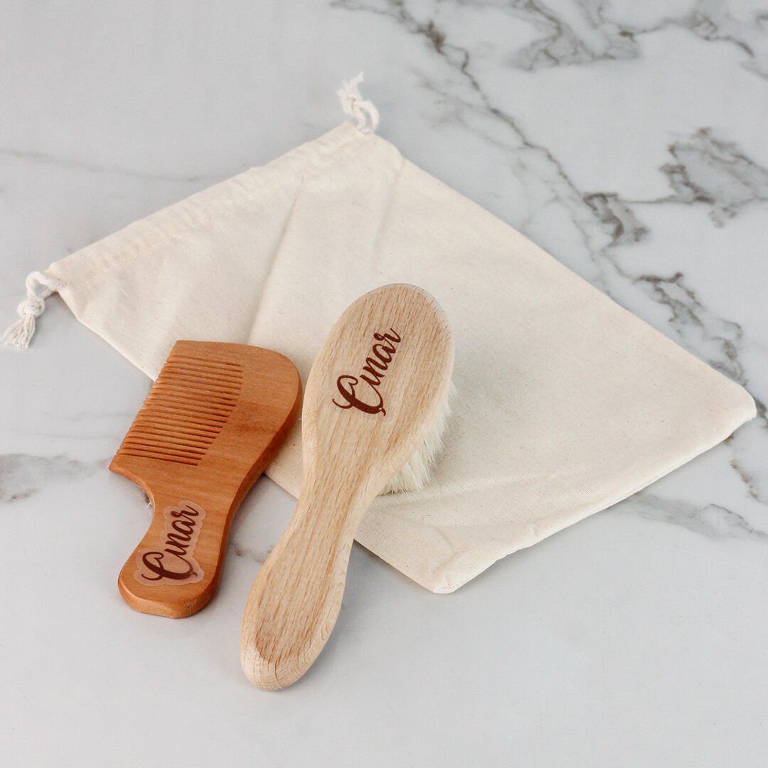 Ahşap Bebek Tarağı ve Bebek Fırçası