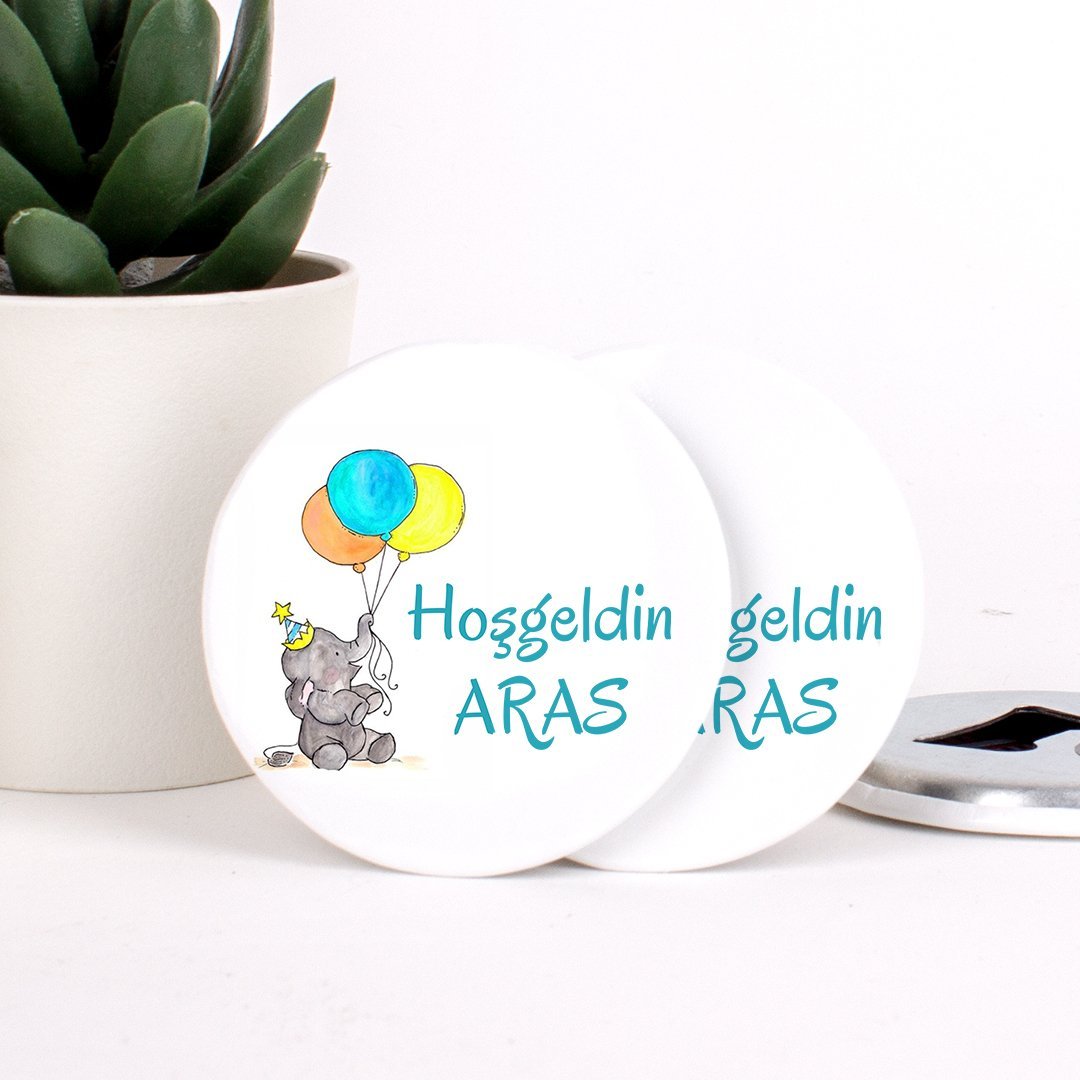 Fil Temalı Açacaklı Direkt Baskılı Erkek Bebek Magneti