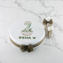 Dinozor Temalı Baskılı Metal Kutuda Erkek Bebek Çikolatası
