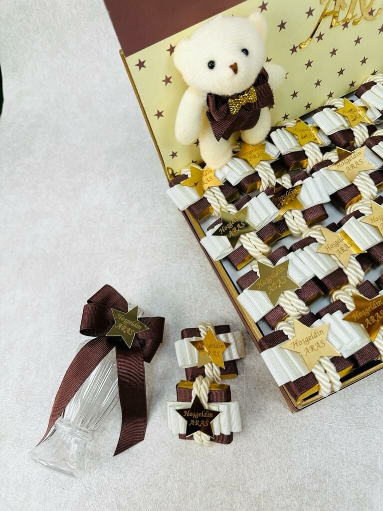 Ayıcık Temalı Pleksili Çikolata ve Kapı Süsü