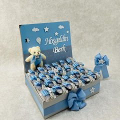 Ayıcık Temalı Standlı Kutuda Erkek Bebek Çikolatası