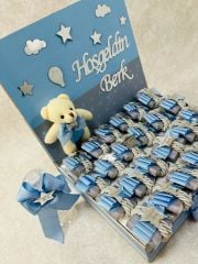 Ayıcık Temalı Standlı Kutuda Erkek Bebek Çikolatası