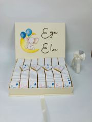 İkizler Temalı Dikdörtgen Kutuda Kız Bebek Çikolatası