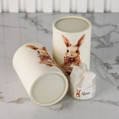 Tavşan Temalı Silindir Kutu İçerisinde Mika Mum