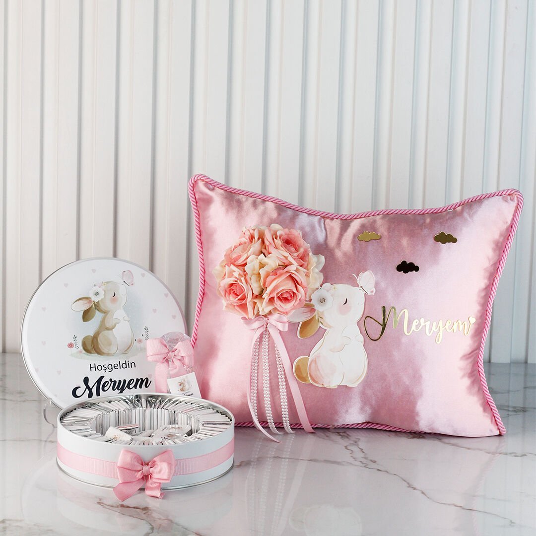 Tavşan Temalı Çikolata ve Takı Yastığı