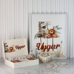 Safari Temalı Çikolata, Ledli Kapı Süsü, Mini Cam Kolonya, Kartlı Açacaklı Magnet