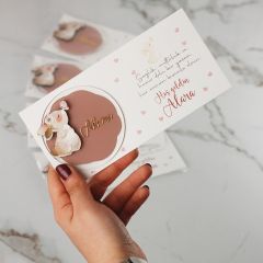Tavşan Temalı Kartlı Kız Bebek Magneti