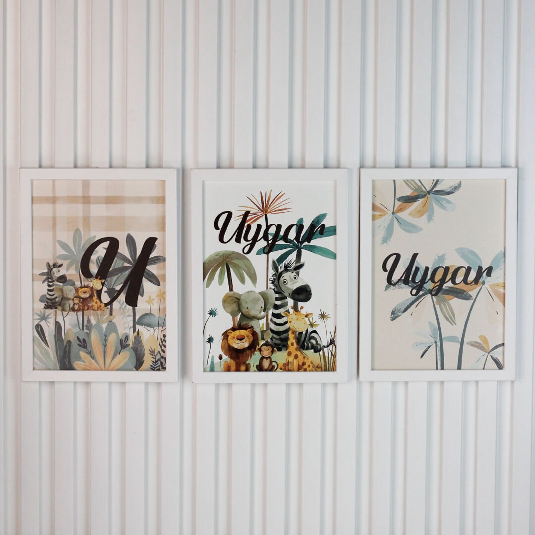 Safari Temalı Çikolata, Üçlü Çerçeve Seti, Mini Cam Kolonya, Kartlı Açacaklı Magnet