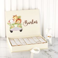 Hayvan Temalı Dikdörtgen Kutuda Erkek Bebek Çikolatası