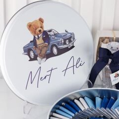 Ayıcık Temalı  Baskılı Metal Kutuda Erkek Bebek Çikolatası