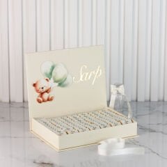 Ayı Temalı Dikdörtgen Kutuda Erkek Bebek Çikolatası