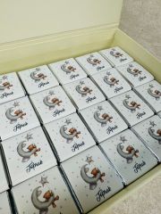 Ayıcık Temalı Dikdörtgen Kutuda Erkek Bebek Çikolatası