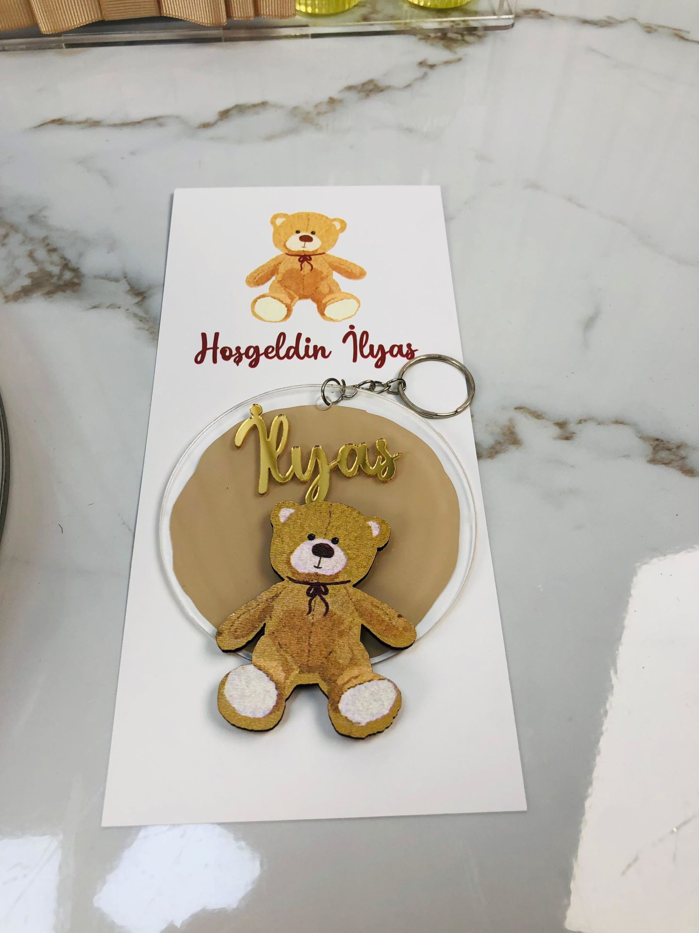 Ayıcık Temalı Erkek Bebek Anahtarlık