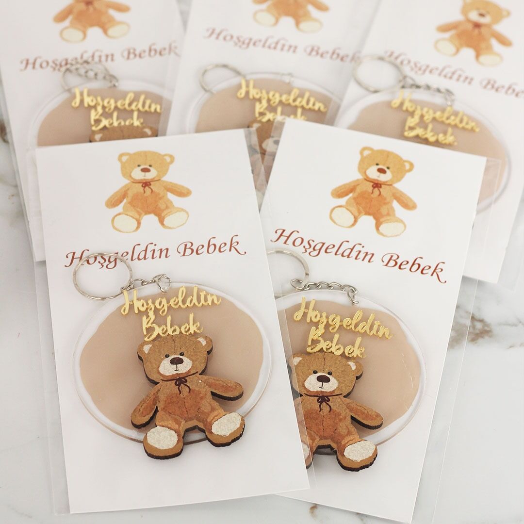 Ayıcık Temalı Erkek Bebek Anahtarlık