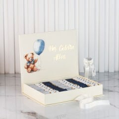 Ayıcık Temalı Dikdörtgen Kutuda Erkek Bebek Çikolatası