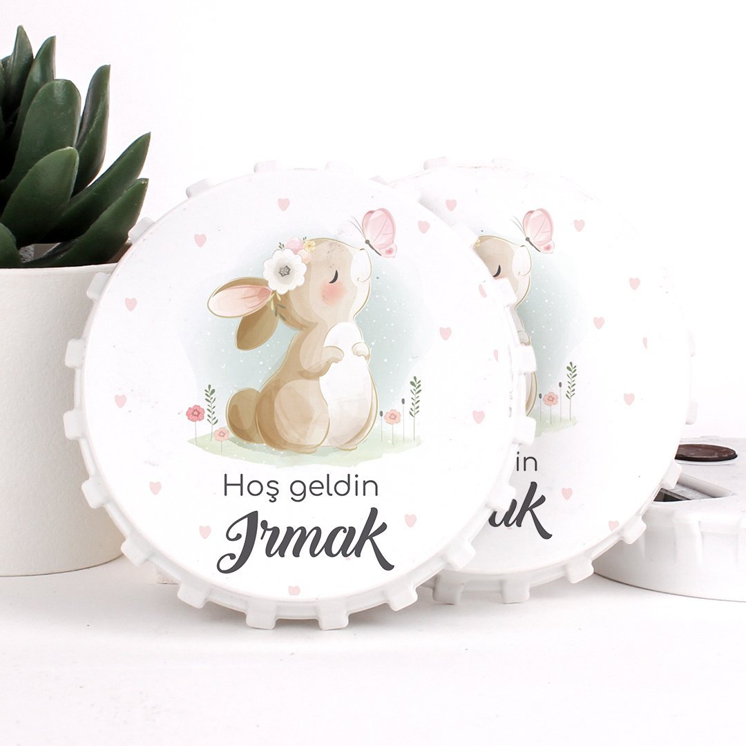 Tavşan Temalı Açacaklı Direkt Baskılı Kız Bebek Magneti