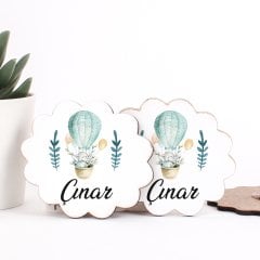 Balon Temalı Direkt Baskılı Ahşap Erkek Bebek Magneti