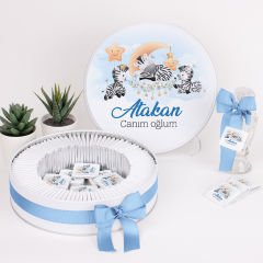 Hayvan Temalı Baskılı Metal Kutuda Erkek Bebek Çikolatası