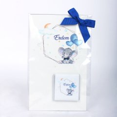 Fil Temalı Kartlı Erkek Bebek Çikolatası