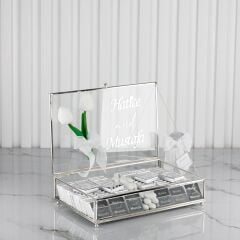 Gümüş Cam Kutuda Nişan Çikolatası