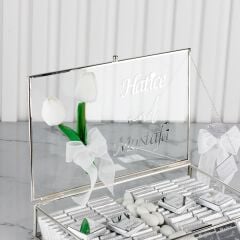 Gümüş Cam Kutuda Nişan Çikolatası