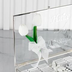 Gümüş Cam Kutuda Nişan Çikolatası