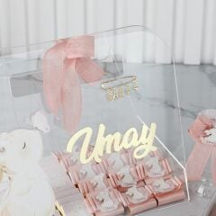 Tavşan Temalı Pleksi Çanta İçinde Kız Bebek Çikolatası