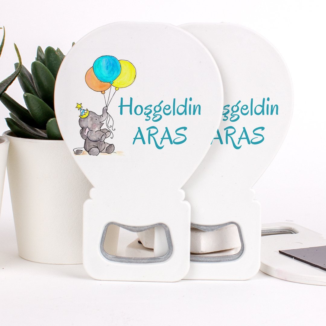 Fil Temalı Açacaklı Direkt Baskılı Erkek Bebek Magneti