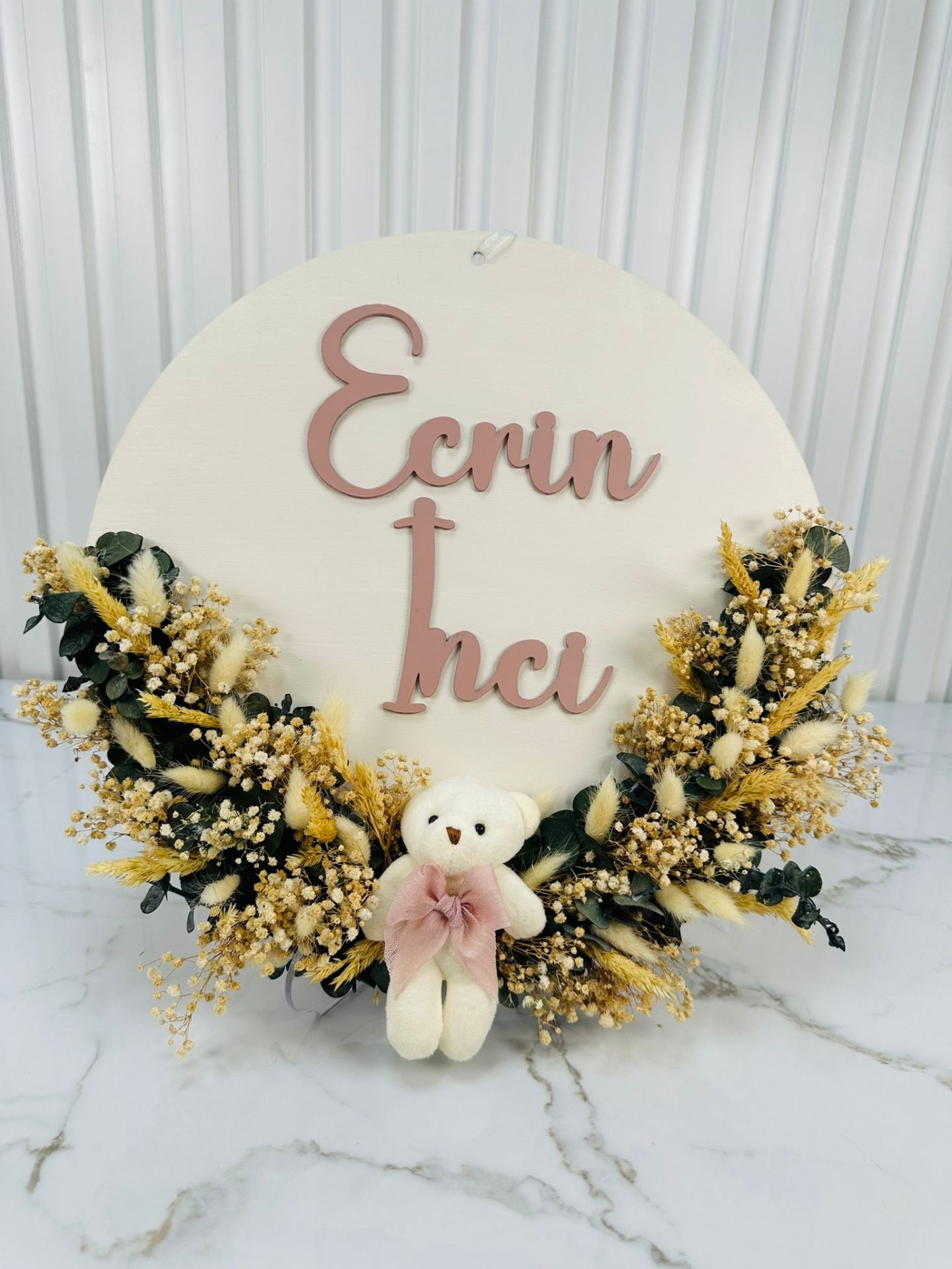 Ayıcık Temalı Kız Bebek Kapı Süsü