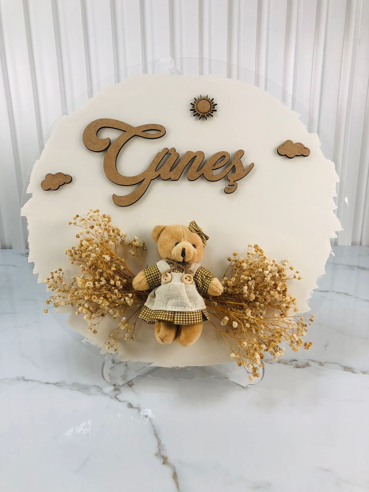 Ayıcık Temalı Kız Bebek Kapı Süsü