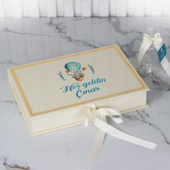 Fil Temalı Dikdörtgen Kutuda Erkek Bebek Çikolatası