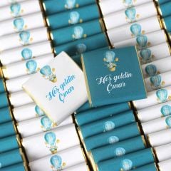 Fil Temalı Dikdörtgen Kutuda Erkek Bebek Çikolatası