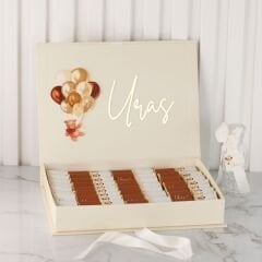 Ayıcık Temalı Dikdörtgen Kutuda Erkek Bebek Çikolatası