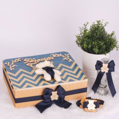 Ayıcık Temalı Standlı Kutuda Erkek Bebek Çikolatası