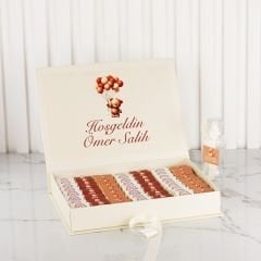 Ayıcık Temalı Dikdörtgen Kutuda Erkek Bebek Çikolatası