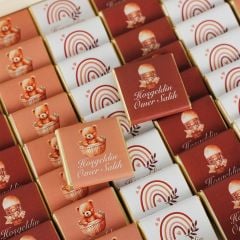 Ayıcık Temalı Dikdörtgen Kutuda Erkek Bebek Çikolatası
