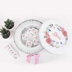Çiçek Temalı Çikolata ve Yuvarlak Magnet