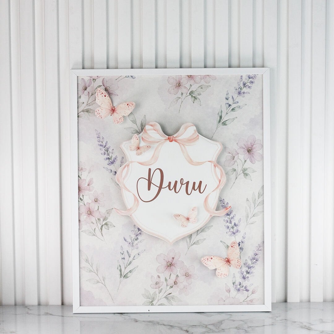 Kelebek Temalı Çerçeveli Kapı Süsü