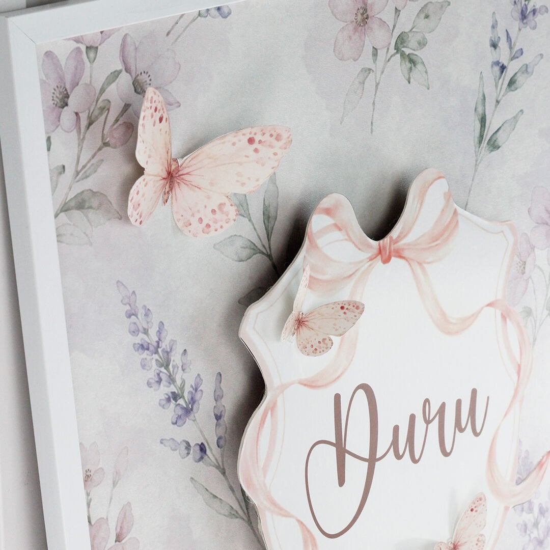 Kelebek Temalı Çerçeveli Kapı Süsü