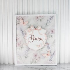 Kelebek Temalı Çikolata, Çerçeveli Kapı Süsü, Kolonya Şişesi ve  Kalem Kolonya