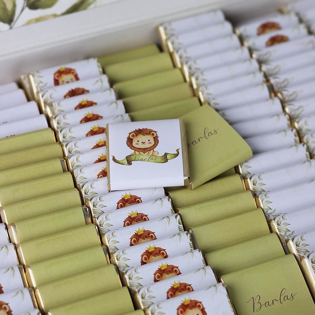 Aslan Temalı Dikdörtgen Kutuda Erkek Bebek Çikolatası