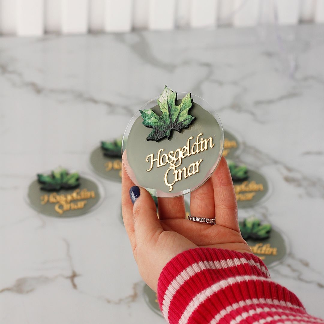 Çınar Yaprağı Temalı Erkek Bebek Magneti